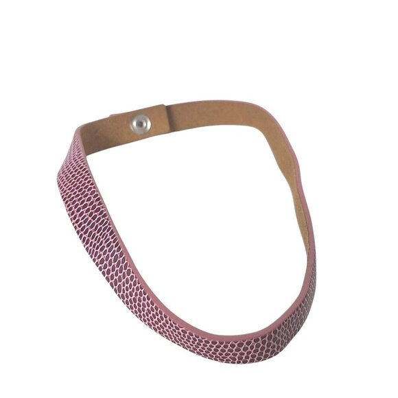 Boho Pink Faux Snakeskin Leather Bracelet Wristband Snap Closure Punk - Picture 2 of 3